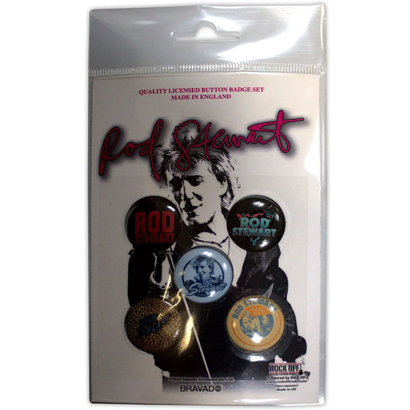 Rod Stewart Plastic Pin Badge - First In Space Oval