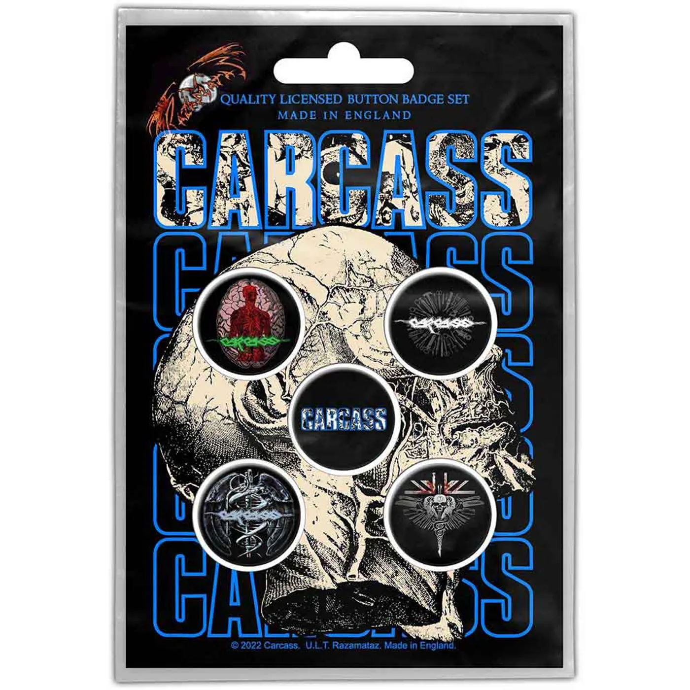 Carcass Plastic Pin Badge - Necro Head