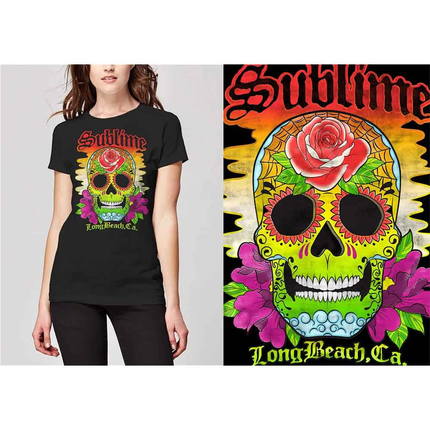 Sublime Woman's T Shirt - Colour Skull