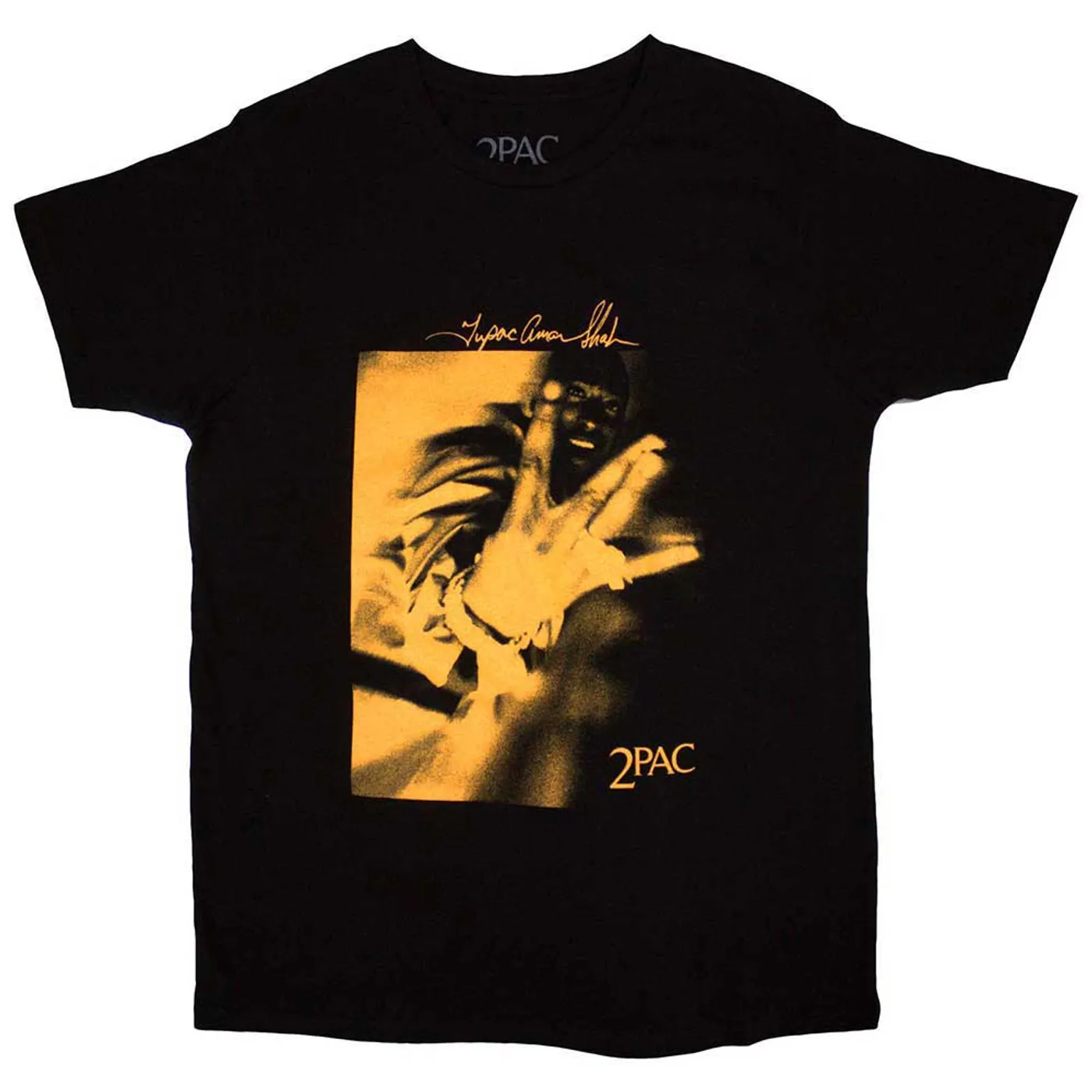 Tupac T Shirt - Fingers Orange Tone