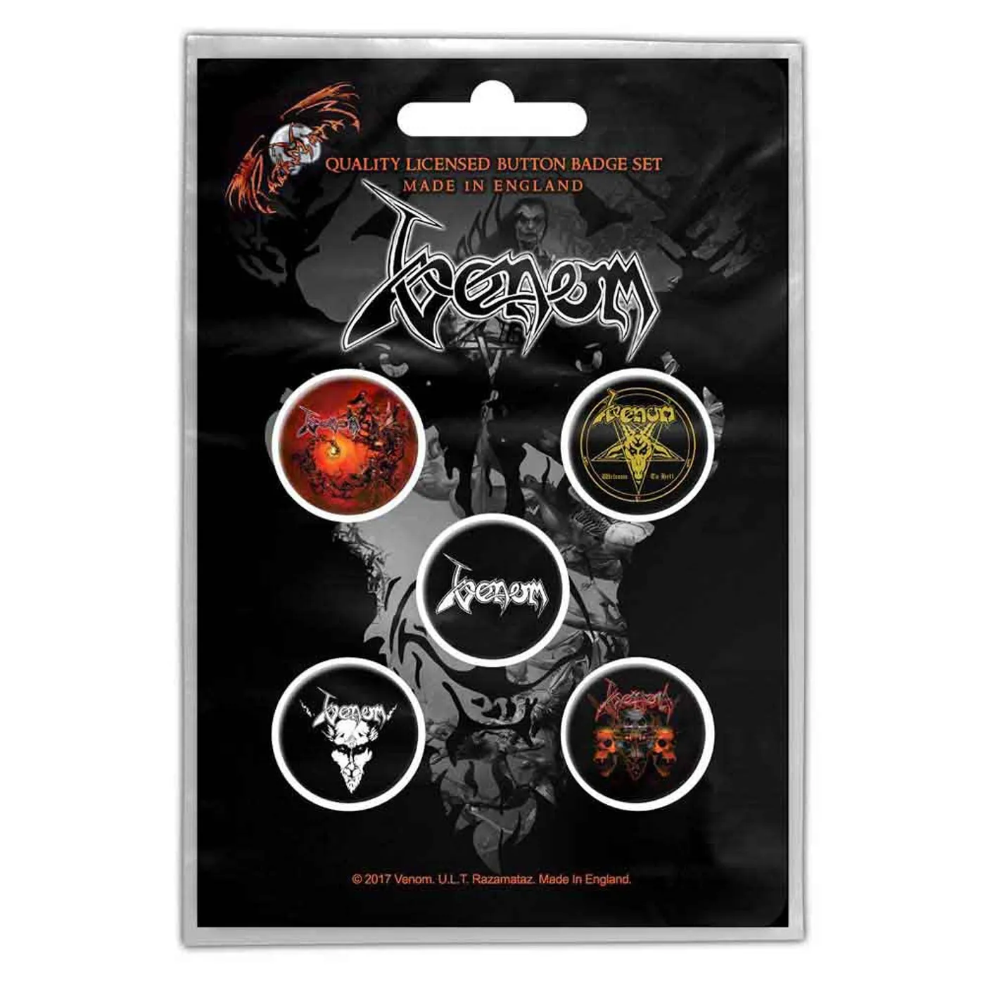 Venom Plastic Pin Badge - Black Metal