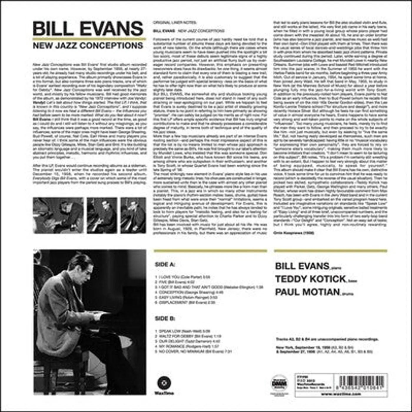 Bill Evans LP - New Jazz Conceptions (Vinyl)