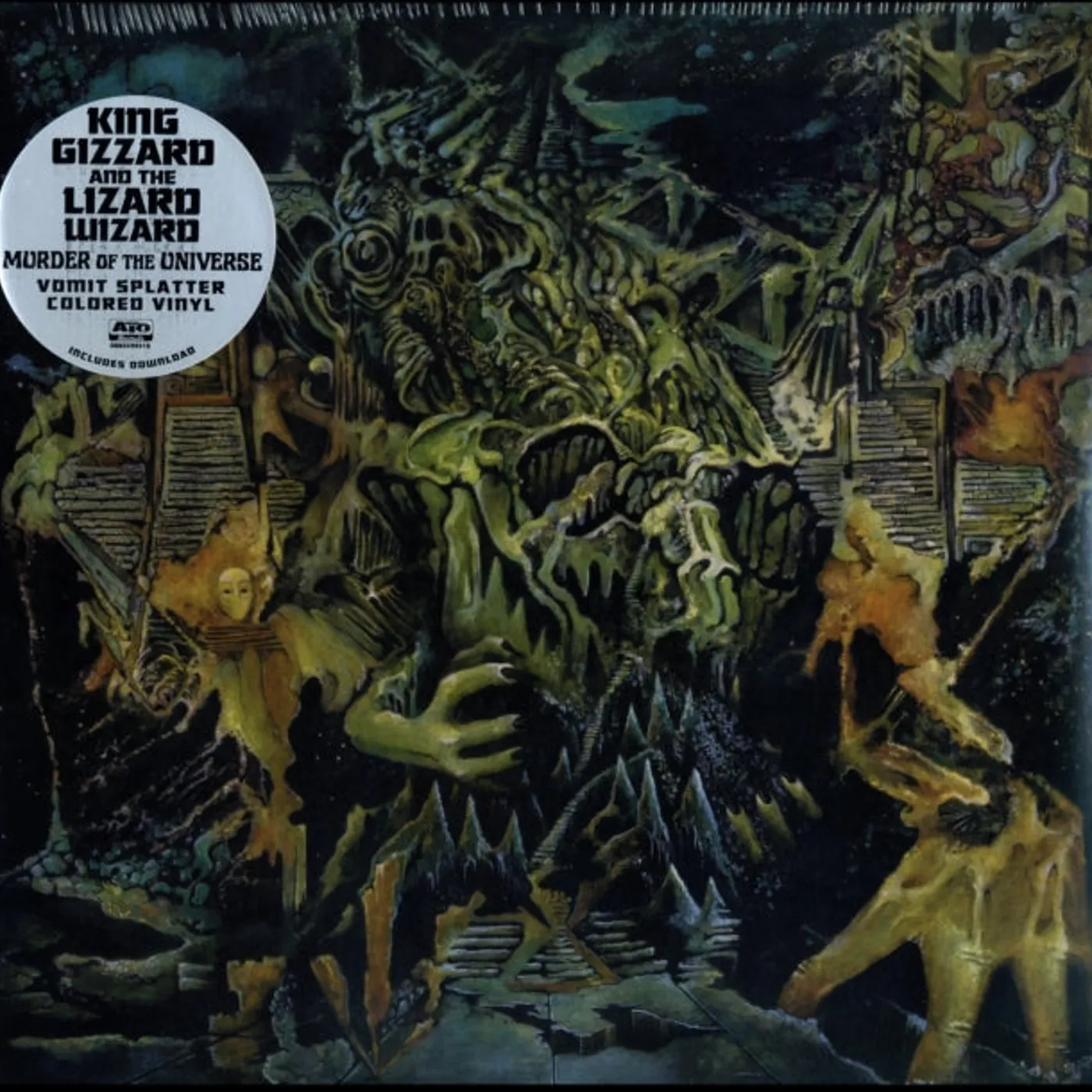 King Gizzard & The Lizard Wizard LP Vinyl Record - Murder Of The Universe (Transparent Green W / Mustard Yelow Splatter Vinyl)
