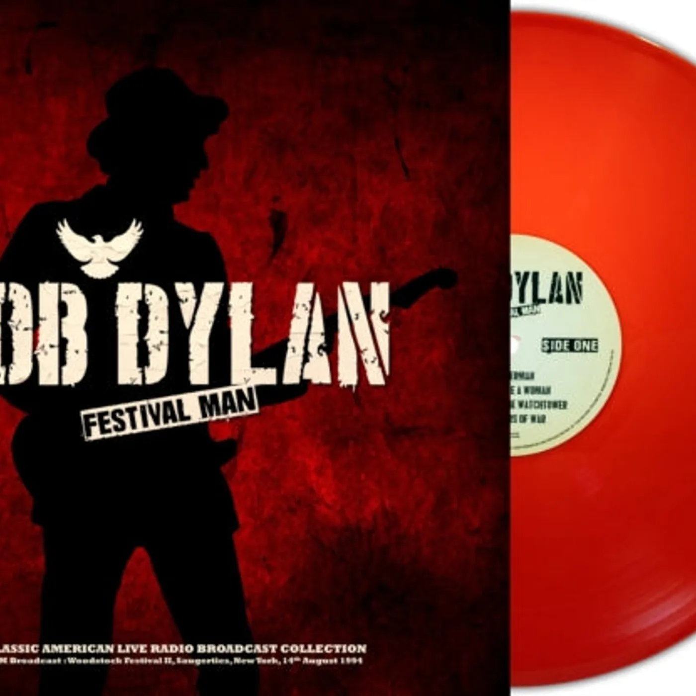 Bob Dylan LP Vinyl Record - Wnew Fm Broadcast Woodstock Festival Ii Suagerties Ny 14 th August 19 94 (Red Vinyl)