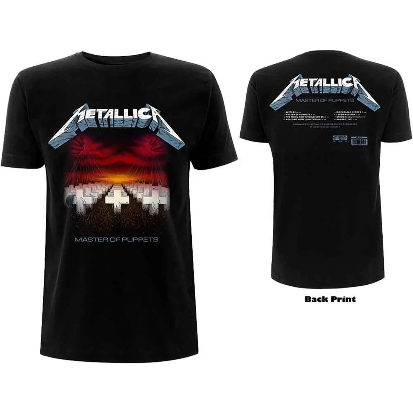 Metallica T Shirt - Master Of Puppets Tracks