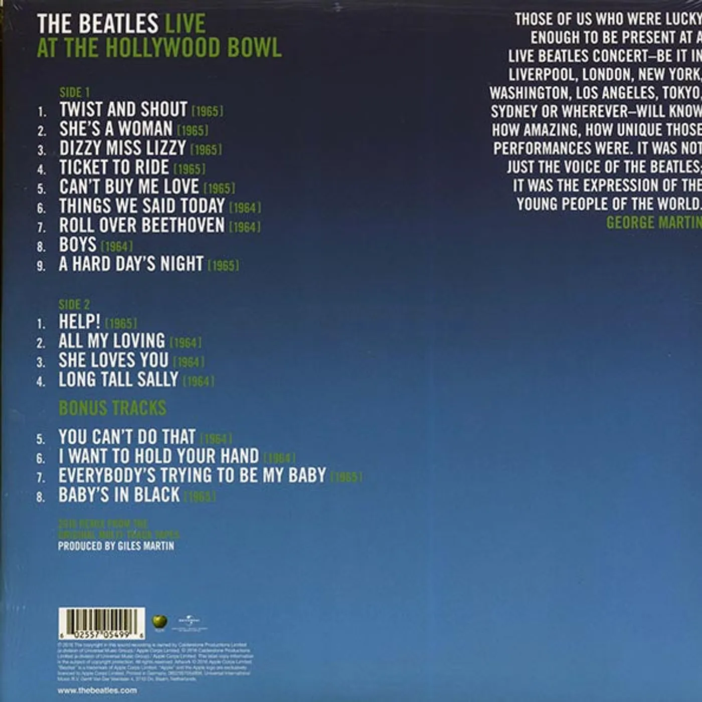 The Beatles  LP -  Live At The Hollywood Bowl (180g) (Vinyl)