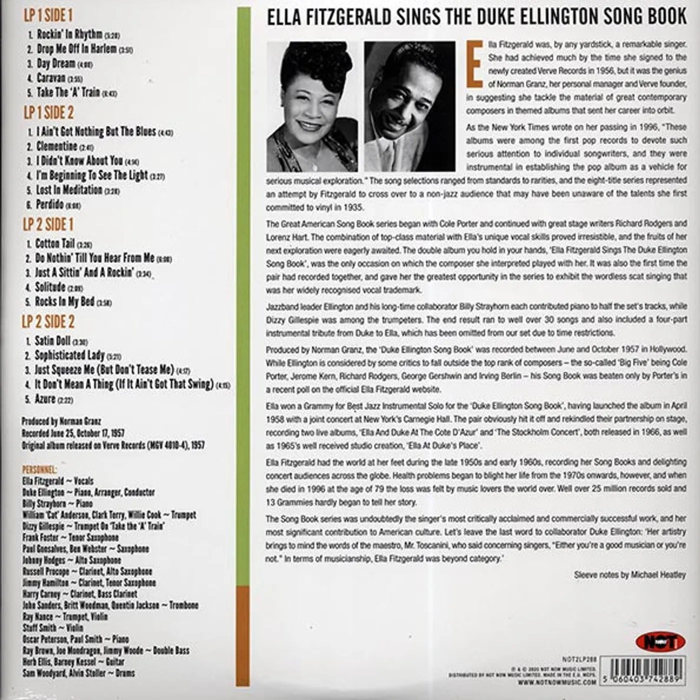 Ella Fitzgerald  LP -  Ella Fitzgerald Sings The Duke Ellington Songbook (2xLP) (180g)