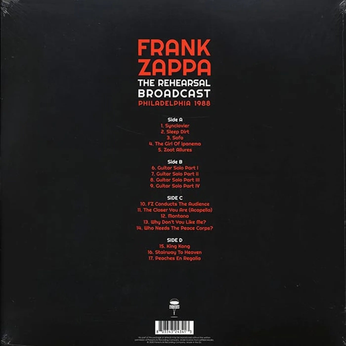 Frank Zappa  LP -  The Rehearsal Broadcast: Philadelphia 1988 (2xLP) (Vinyl)