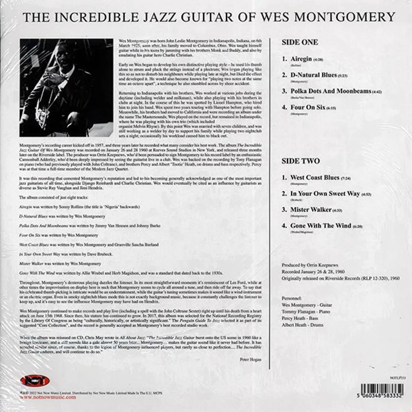 Wes Montgomery  LP -  The Incredible Jazz Guitar Of Wes Montgomery (180g) (Vinyl)