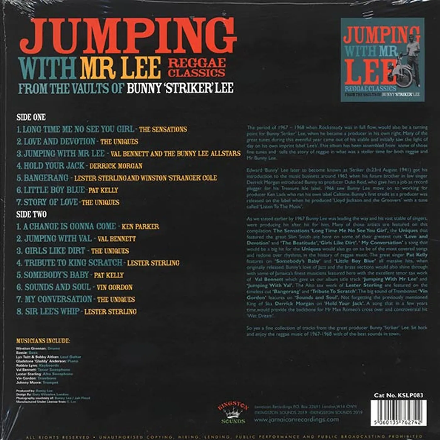 Vin Gordon, Val Bennett, The Uniques, Etc.  LP -  Jumping With Mr. Lee: Reggae Classics From The Vaults Of Bunny Striker Lee (180g) (Vinyl)