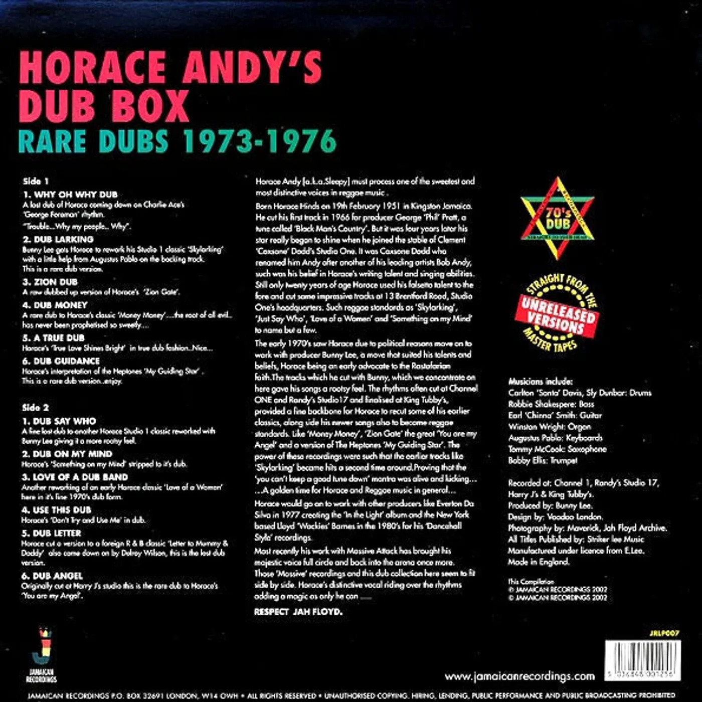 Horace Andy  LP -  Horace Andy's Dub Box: Rare Dubs (180g) (Vinyl)