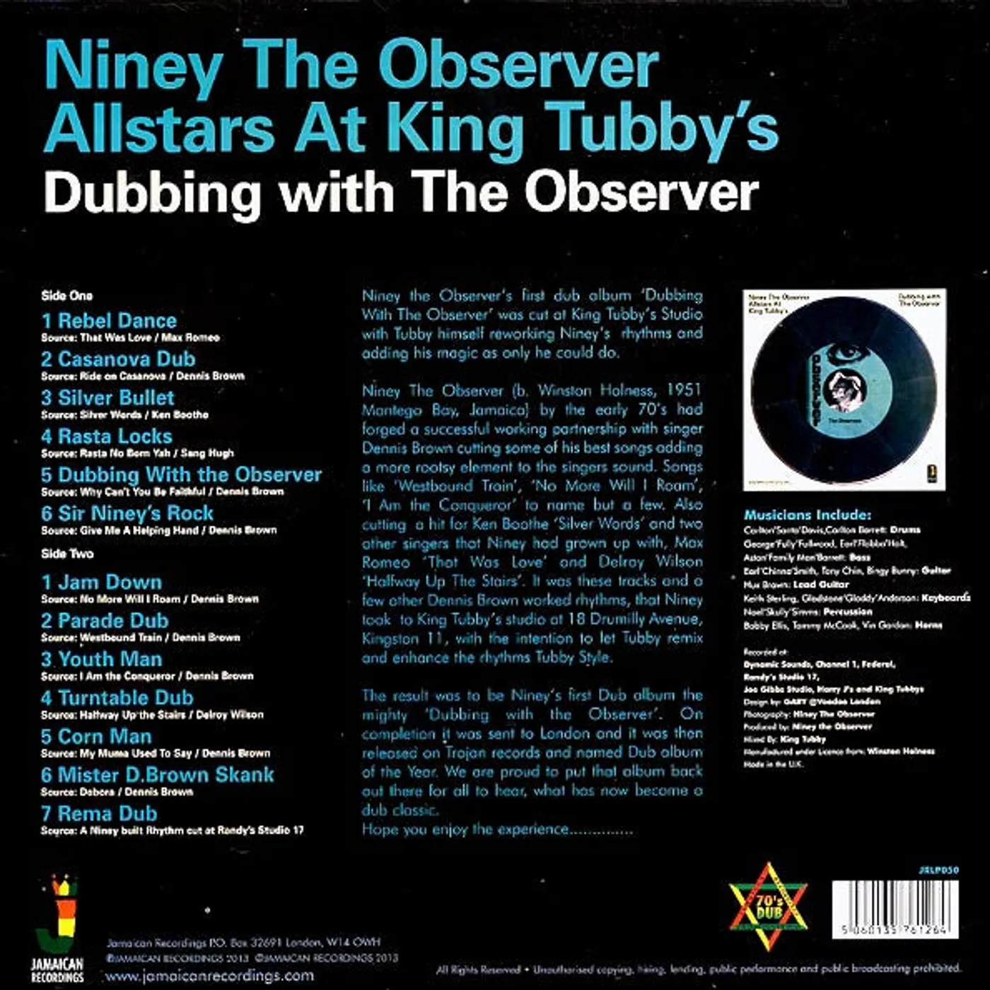 Niney The Observer  LP -  Dubbing With The Observer (180g) (Vinyl)