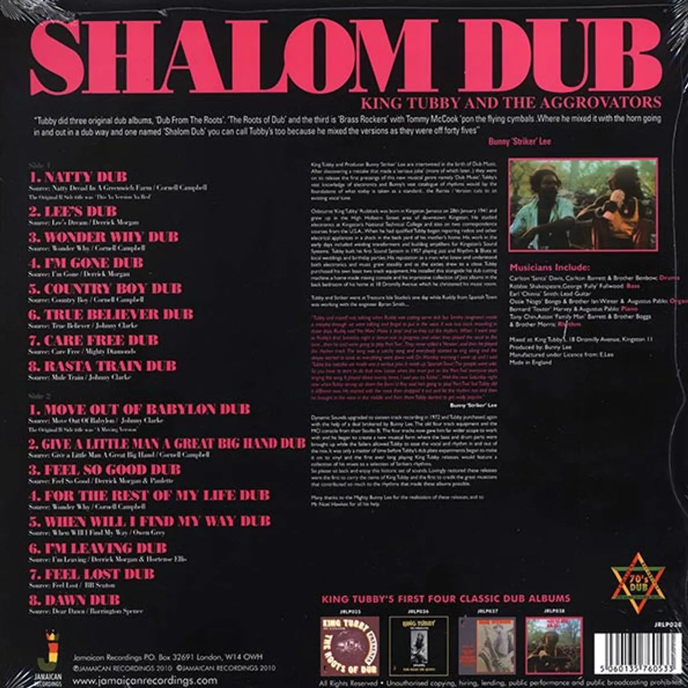 King Tubby  LP -  Shalom Dub (180g) (Vinyl)