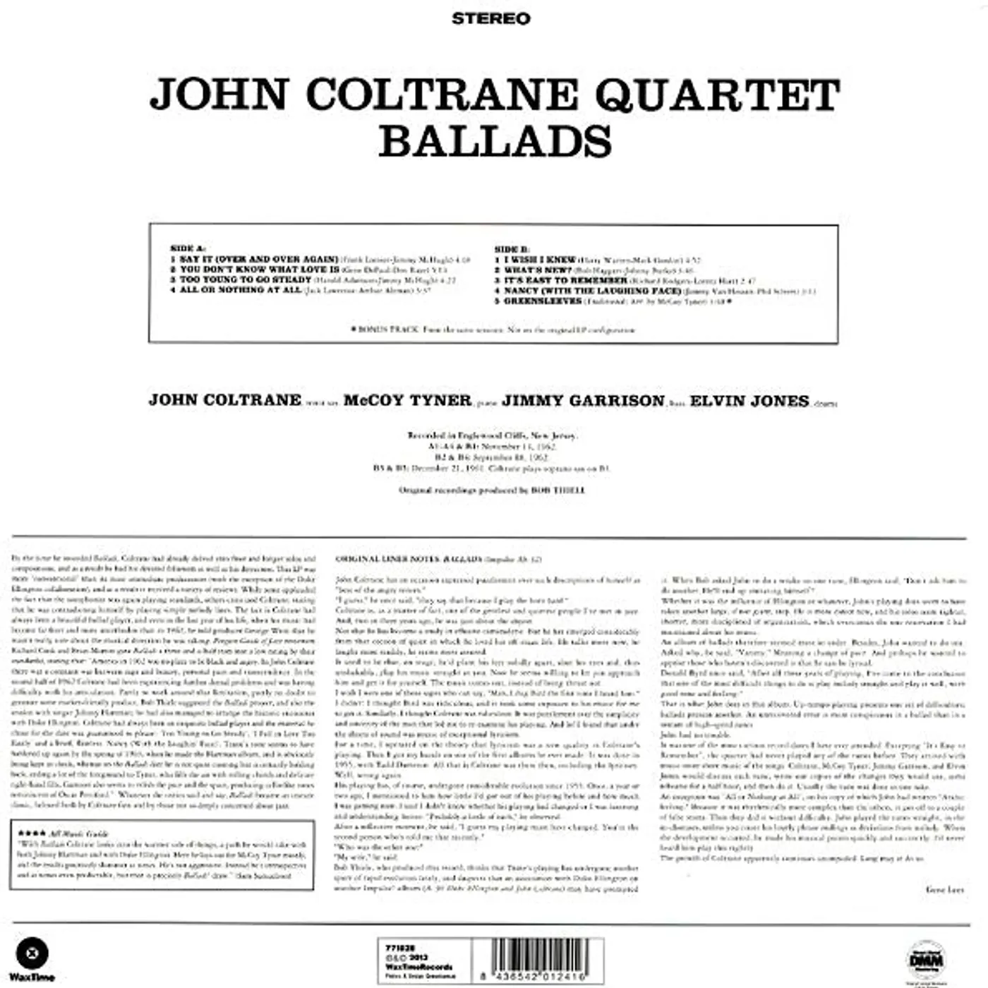 The John Coltrane Quartet  LP -  Ballads (180g) (Vinyl)