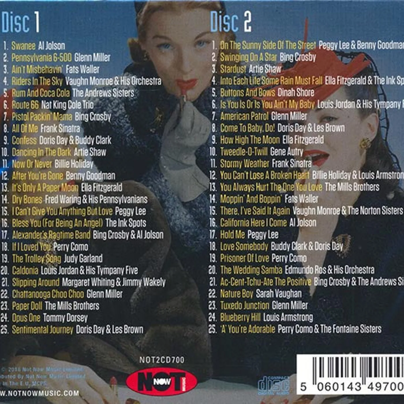 Fats Waller, Glenn Miller, Bing Crosby, Etc.  CD -  Top Hits Of The '40s (50 tracks) (2xCD)