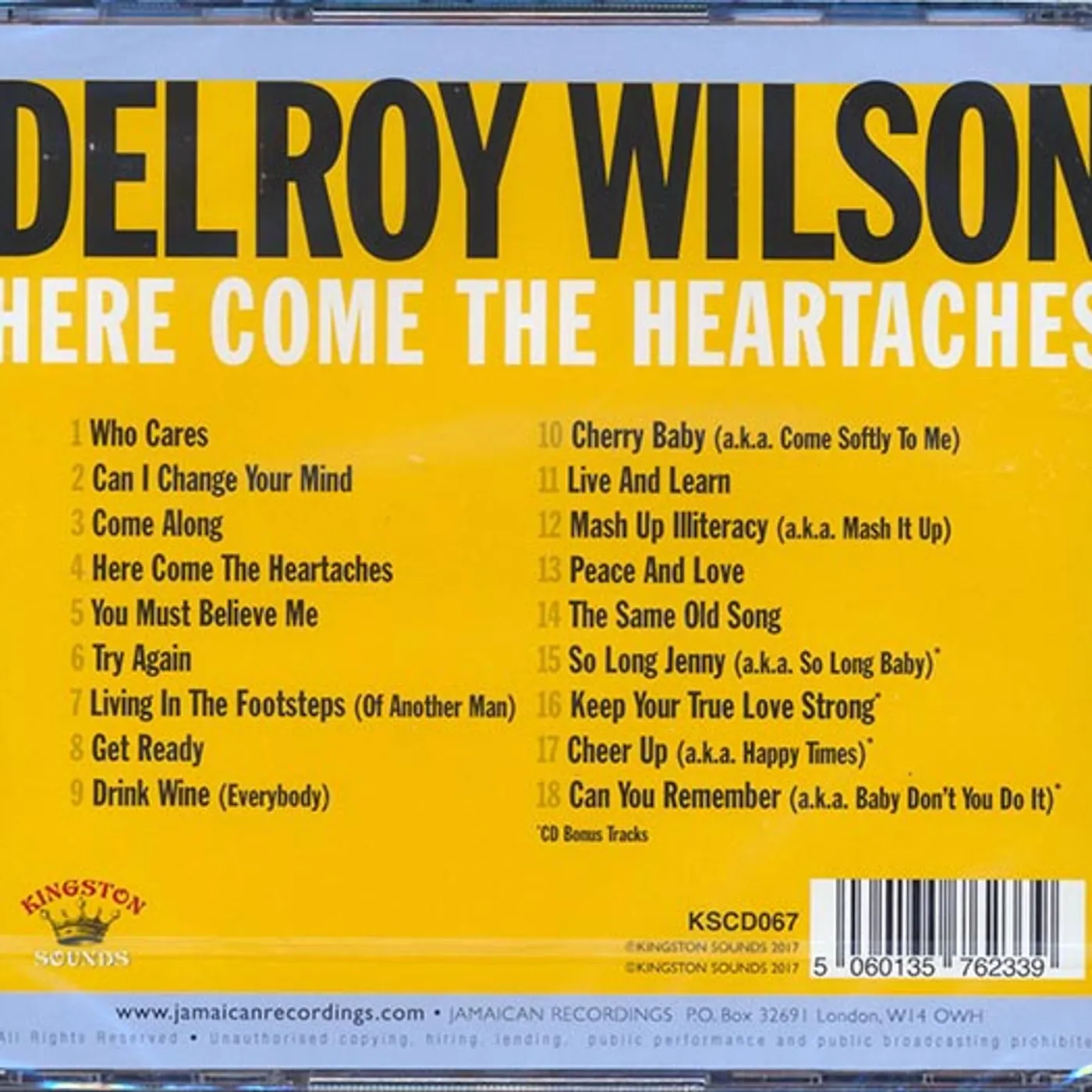 Delroy Wilson  CD -  Here Comes The Heartaches