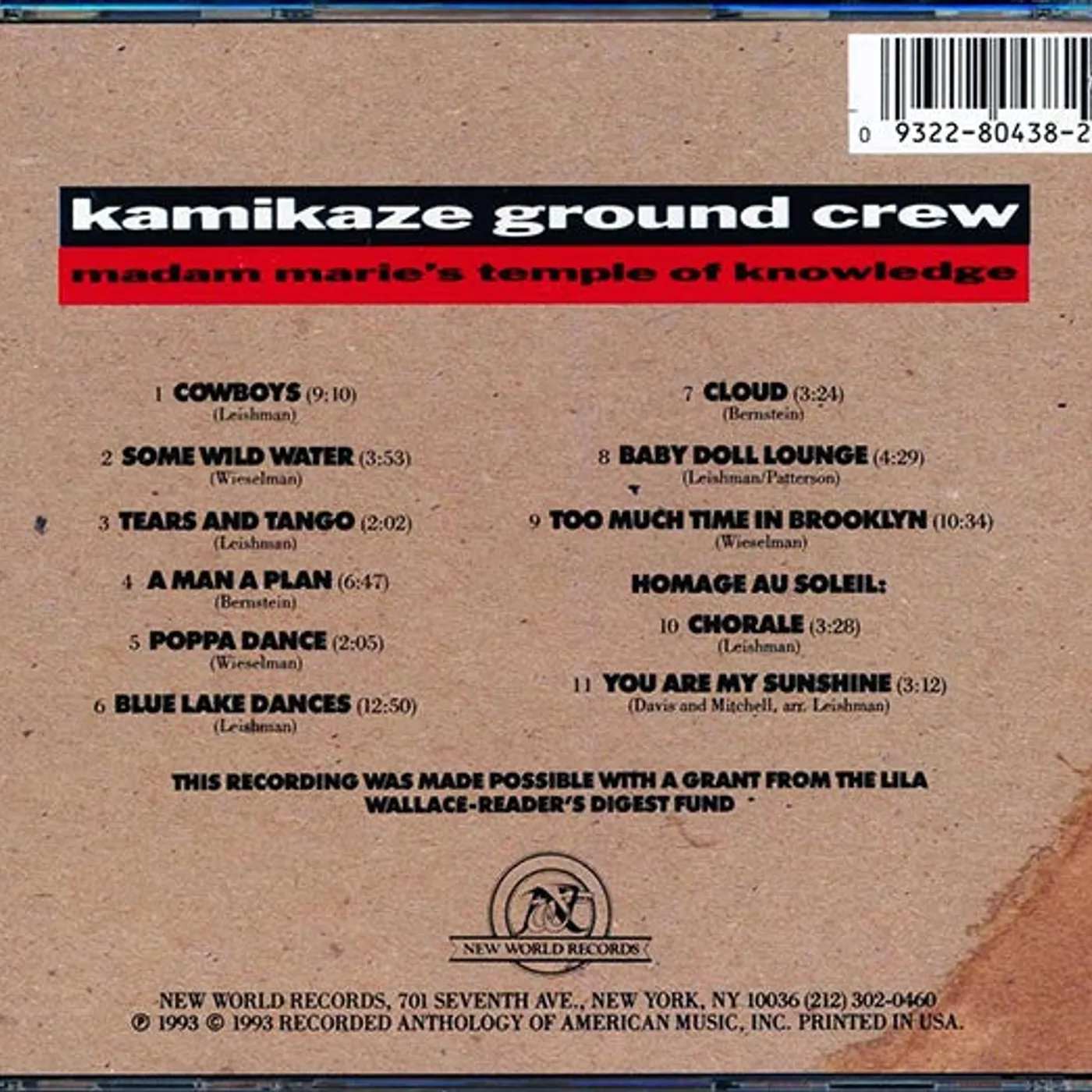 Kamikaze Ground Crew  CD -  Madam Marie's Temple Of Knowledge