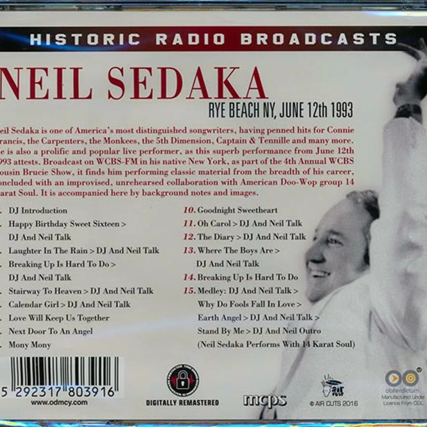 Neil Sedaka  CD -  Rye Beach NY, June 12th 1993 (remastered)