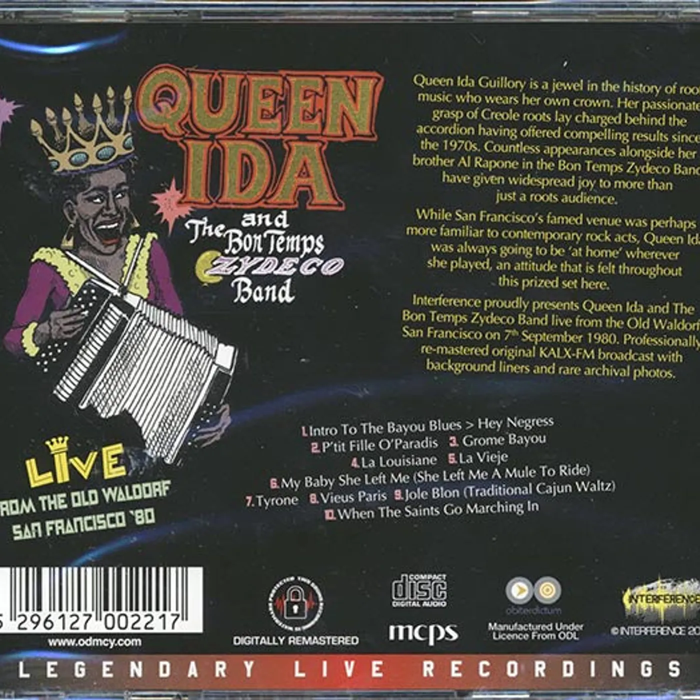 Queen Ida And The Bon Temps Zydeco Band  CD -  Live From The Old Waldorf San Francisco, '80 (remastered)