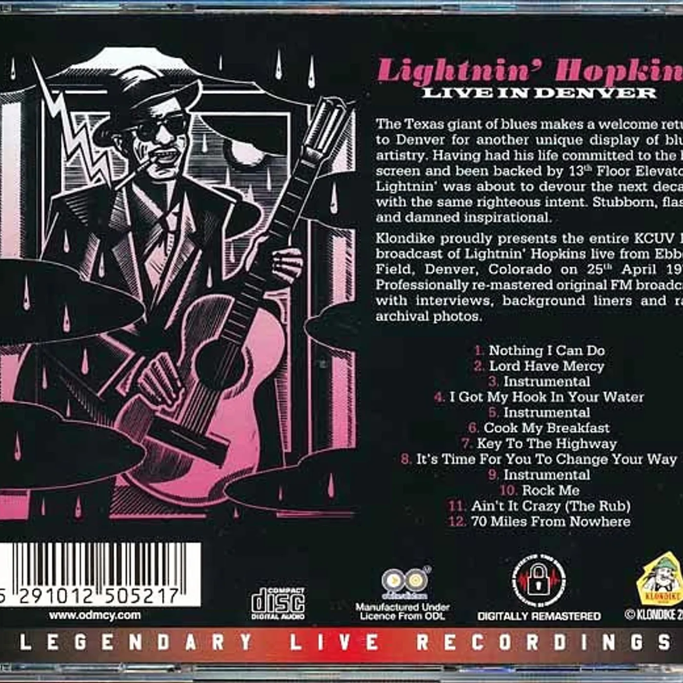 Lightnin' Hopkins  CD -  Live In Denver (remastered)