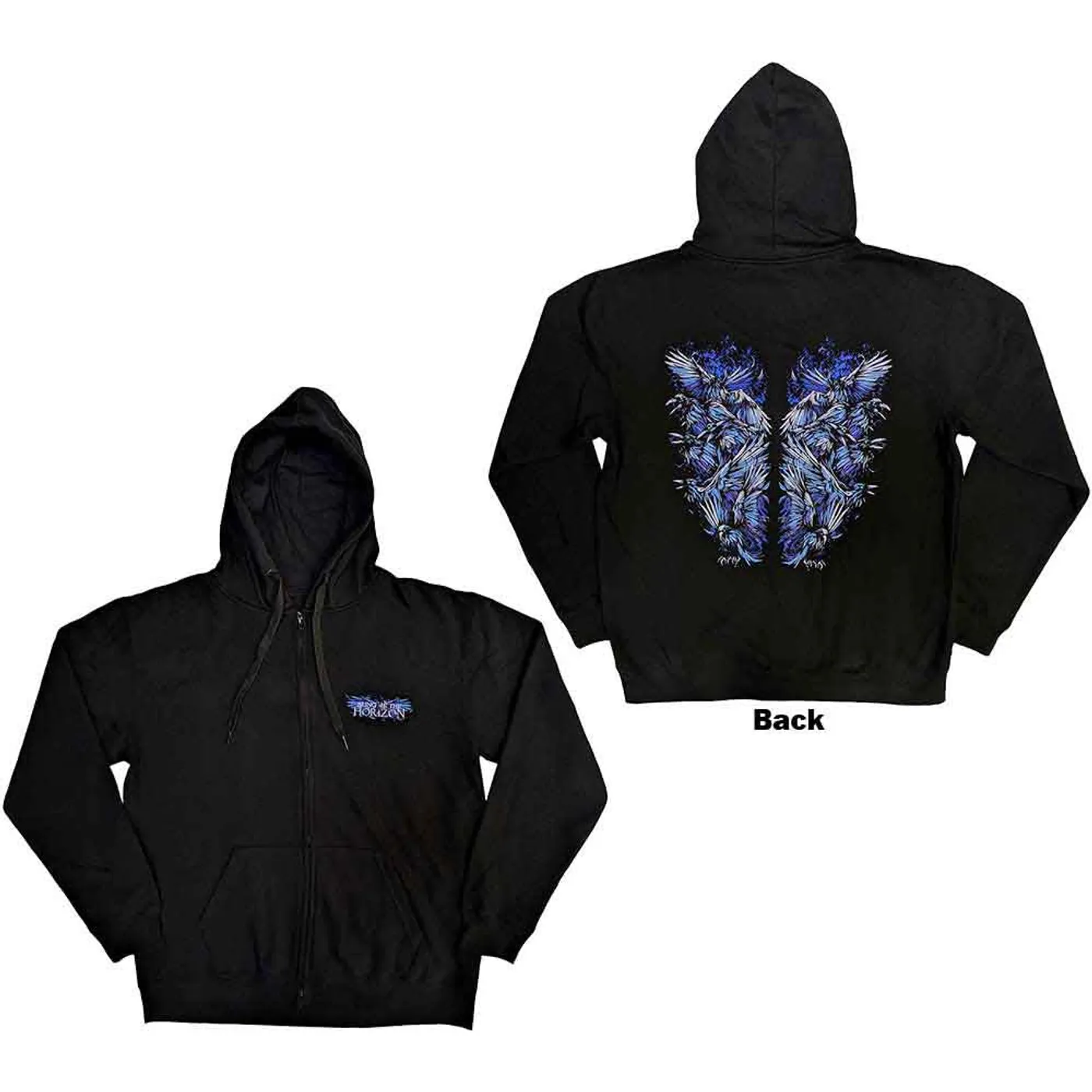 Bring Me The Horizon Zip Hoodie - Blue Crow Wings
