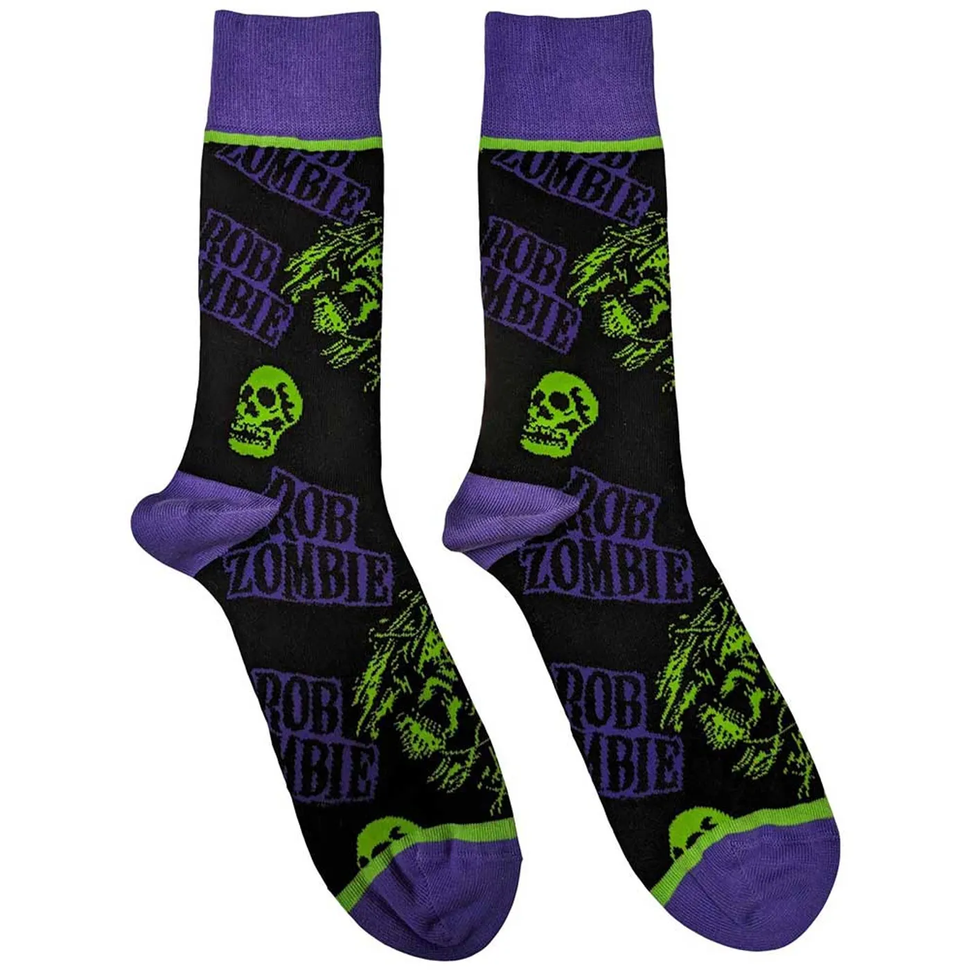 Rob Zombie Ankle Socks - Skull Face Green/Purple