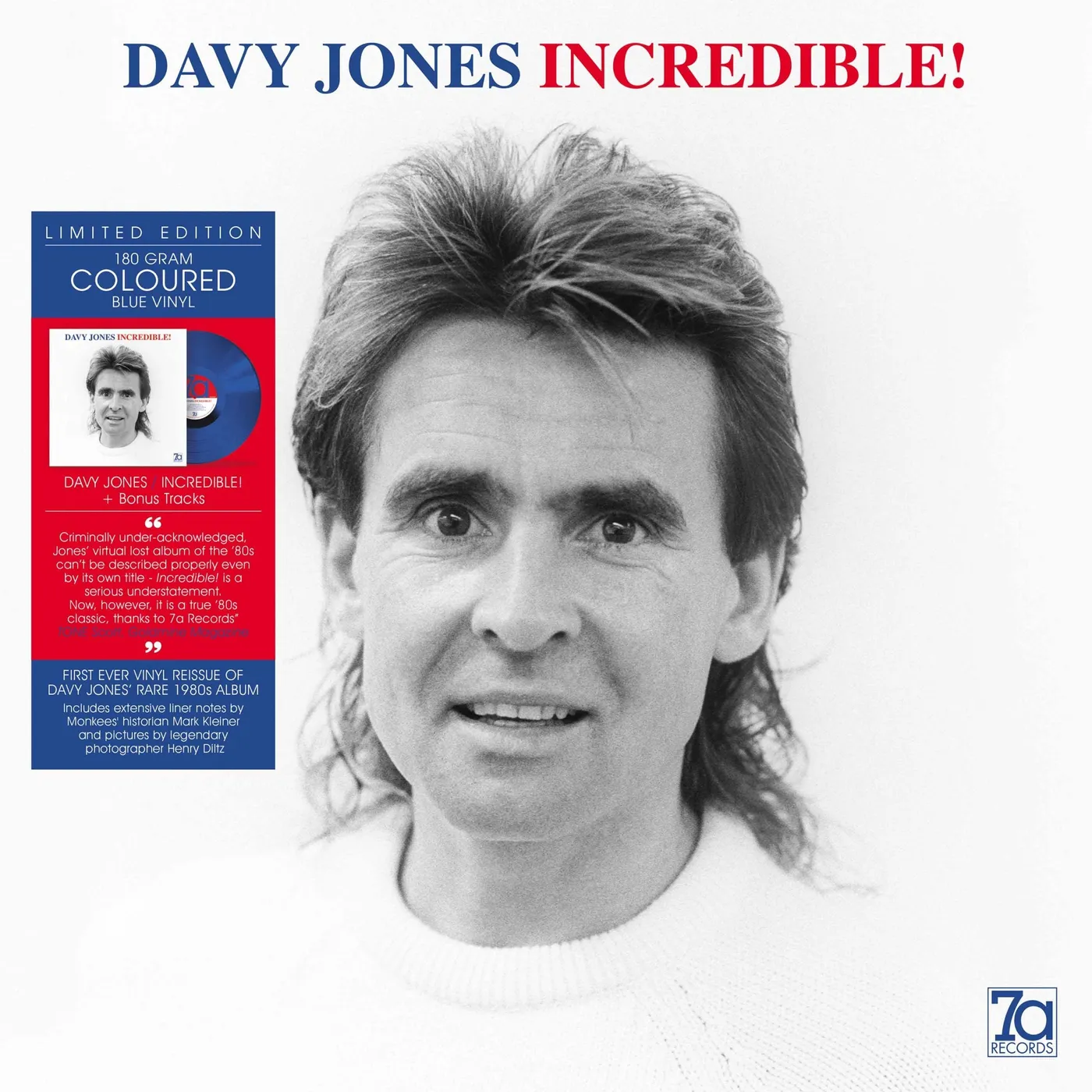 Davy Jones LP - Incredible! (Blue Vinyl)