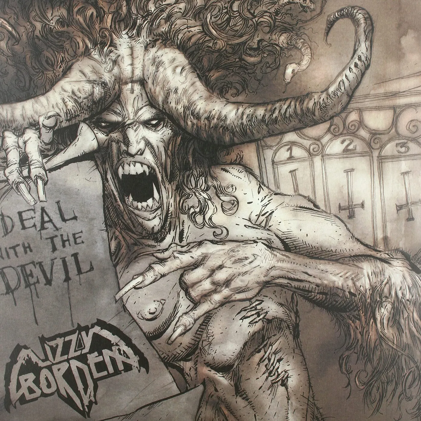 Lizzy Borden LP - Deal With The Devil (Clear/Warm Gray Marbled Vinyl)