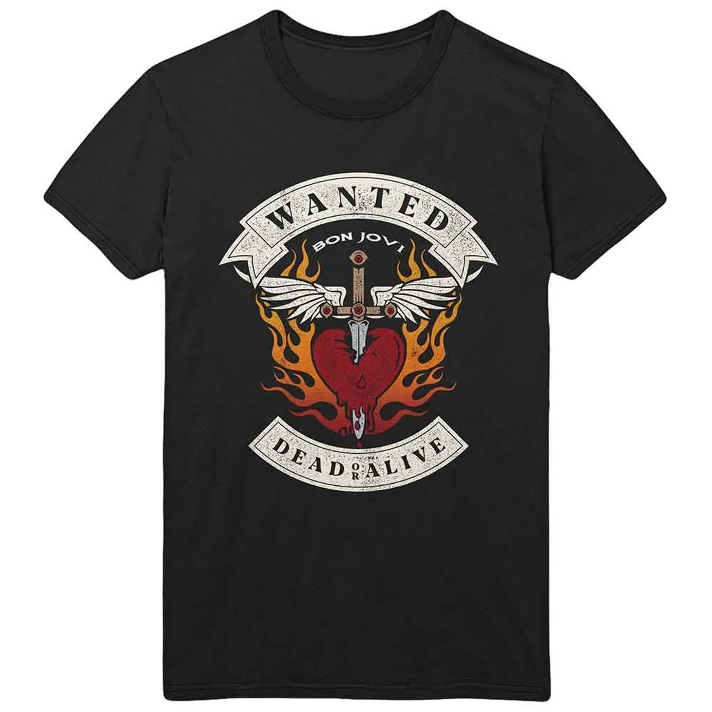 Bon Jovi T Shirt - Wanted Flames
