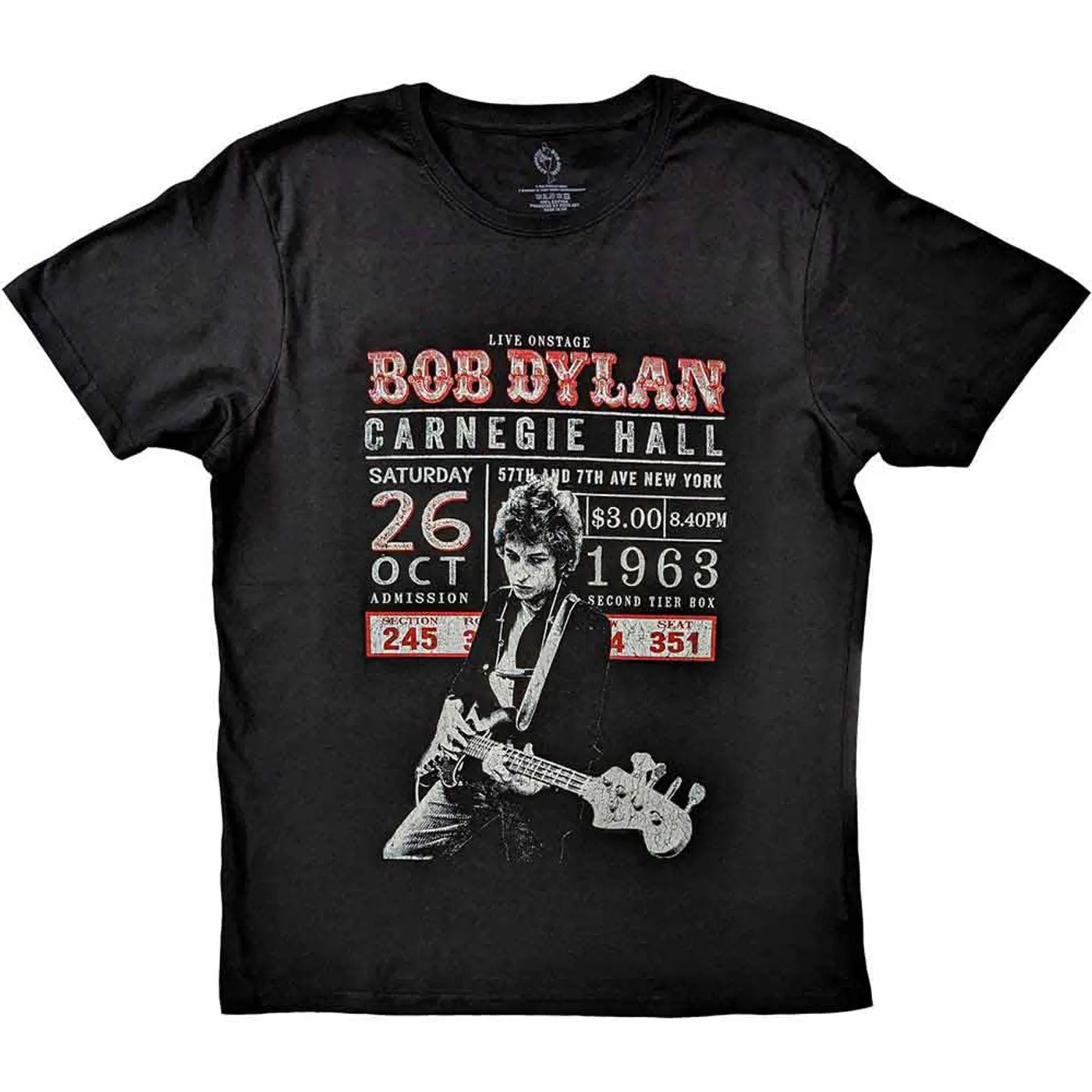 Bob Dylan T Shirt - Carnegie Hall '63