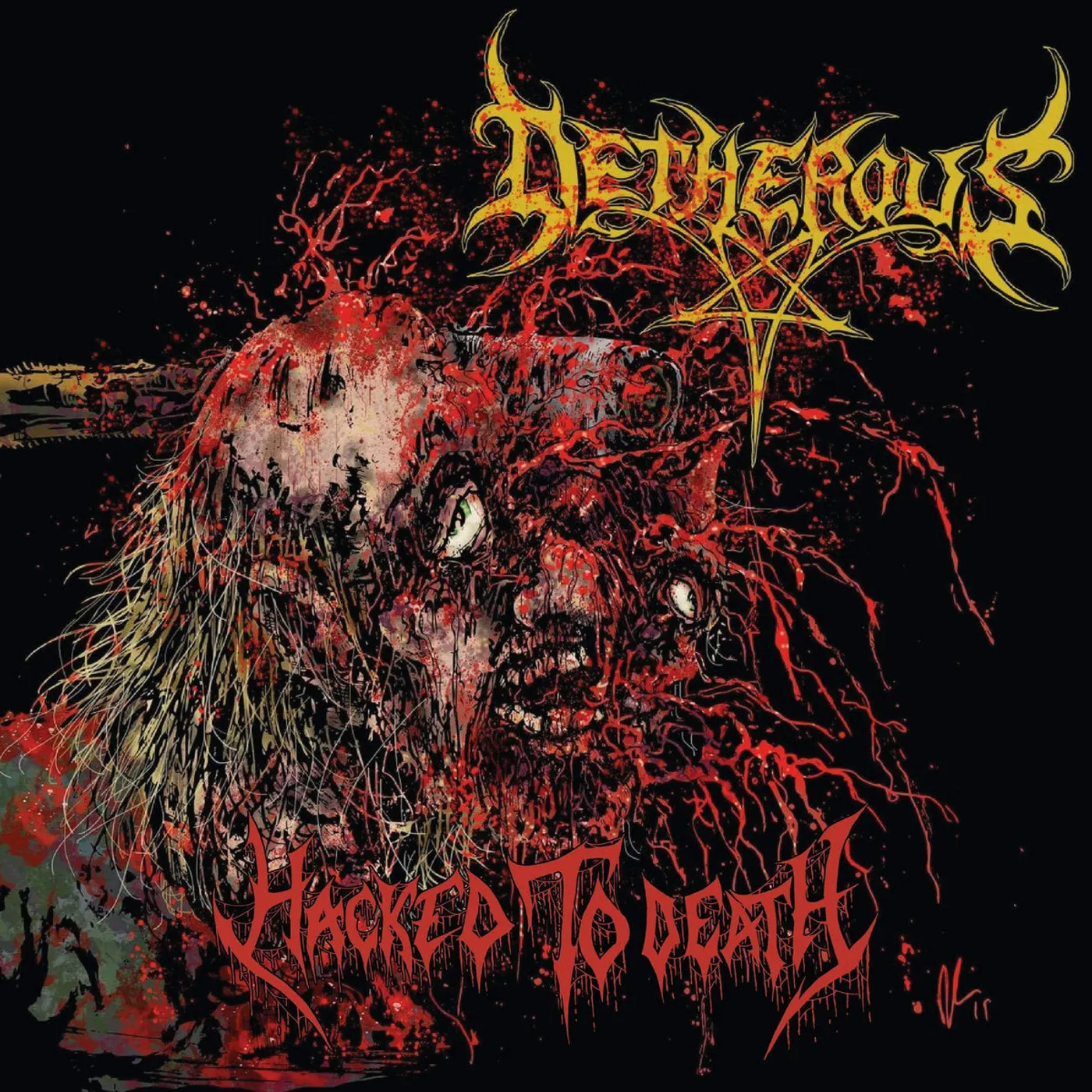 Detherous LP - Hacked To Death (Clear/Red Splatter Vinyl)