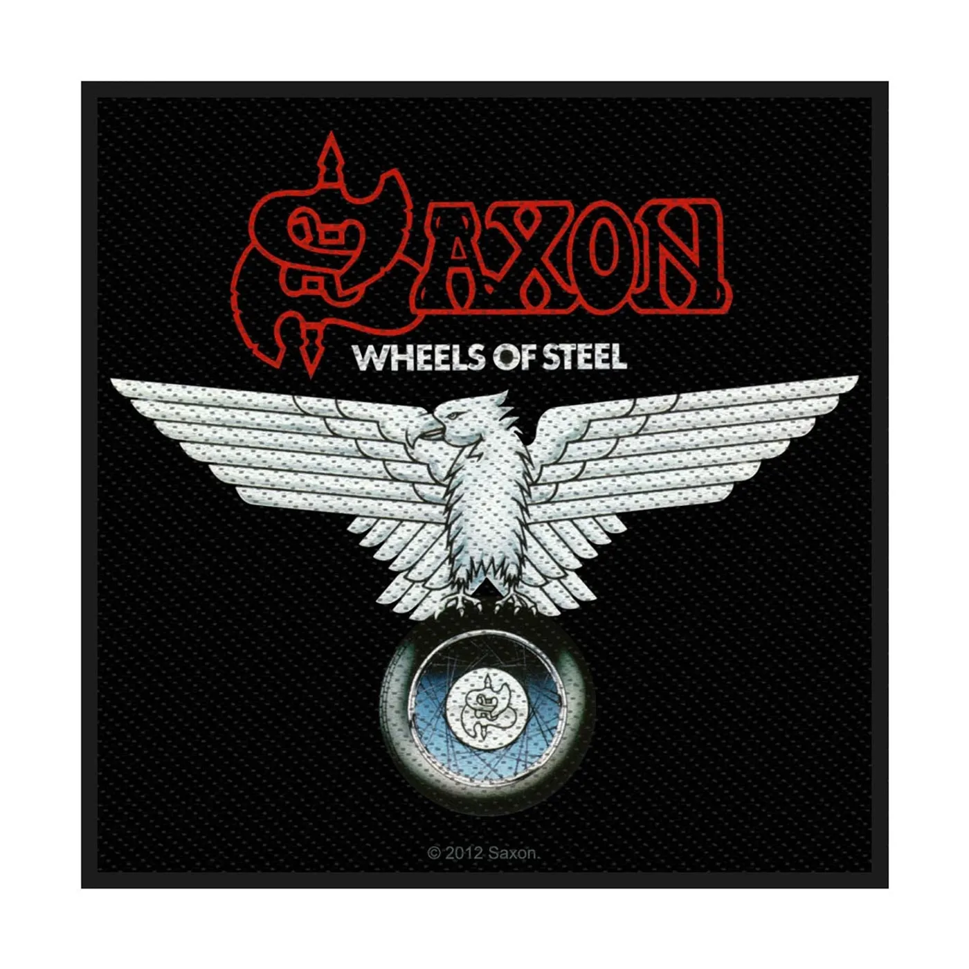 Saxon Sew-On Patch - Wheels Of Steel