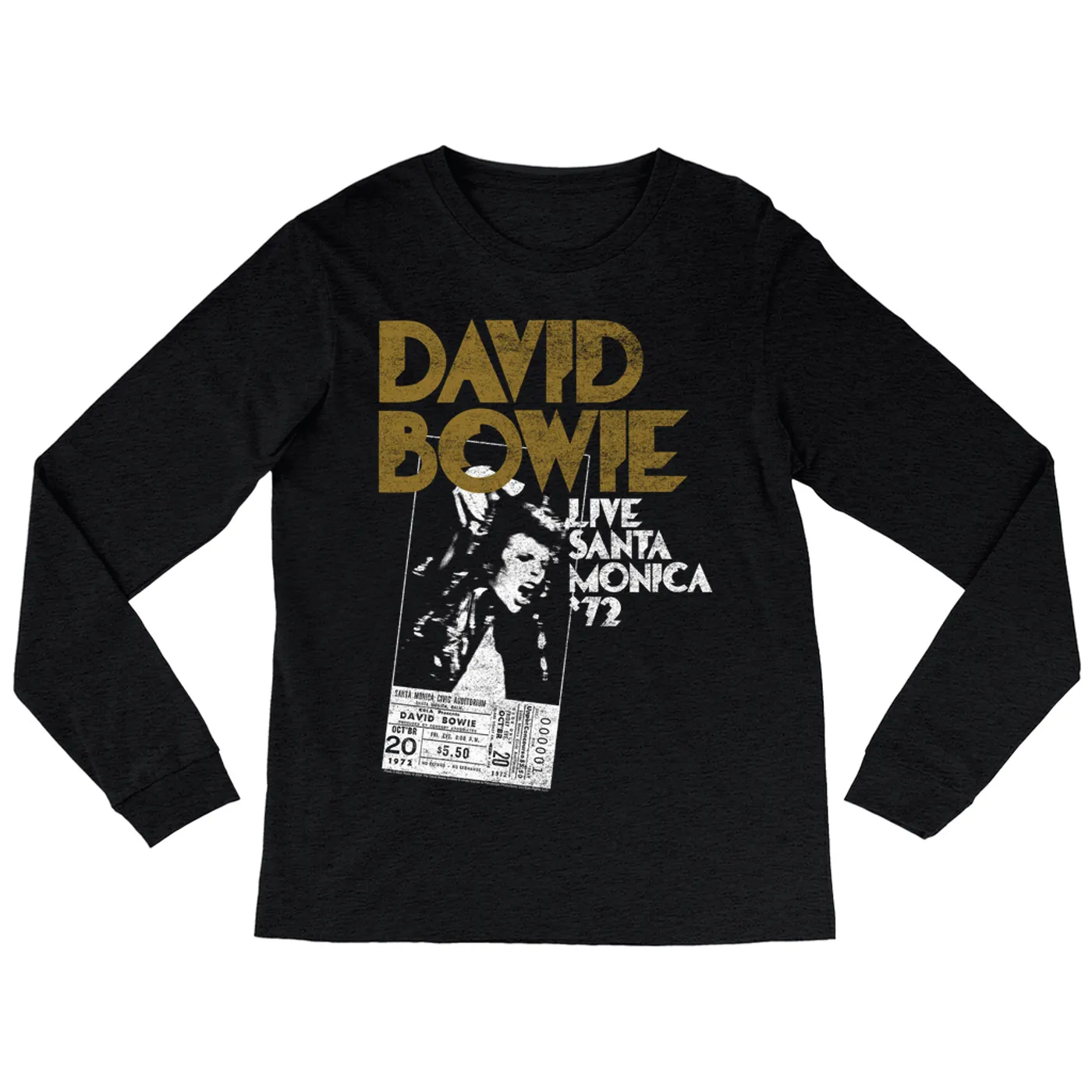 David Bowie Long Sleeve Shirt | Live At Santa Monica 1972 Concert Ticket Promotion David Bowie Shirt