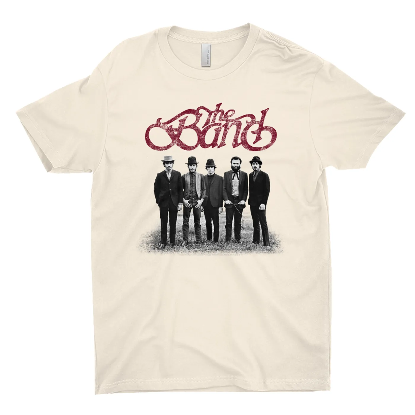 The Band T-Shirt | The Band Group Photo And Logo Distressed The Band Shirt