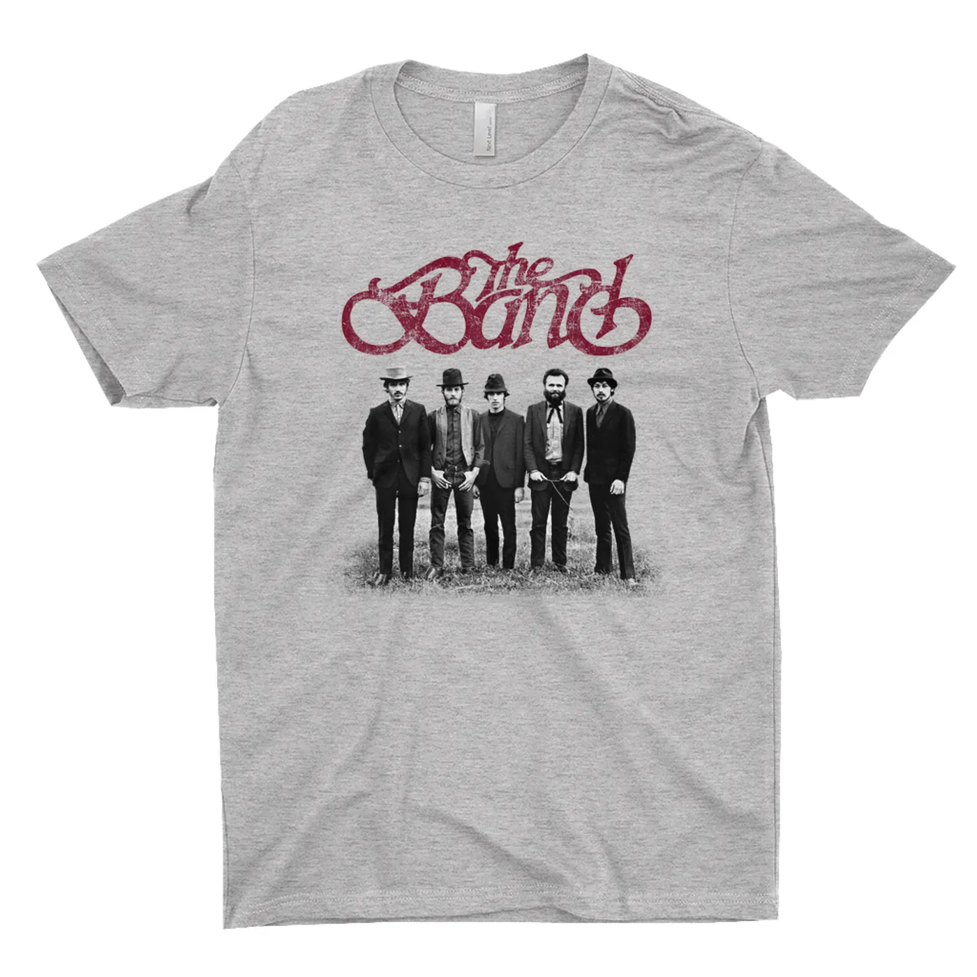 The Band T-Shirt | The Band Group Photo And Logo Distressed The Band Shirt