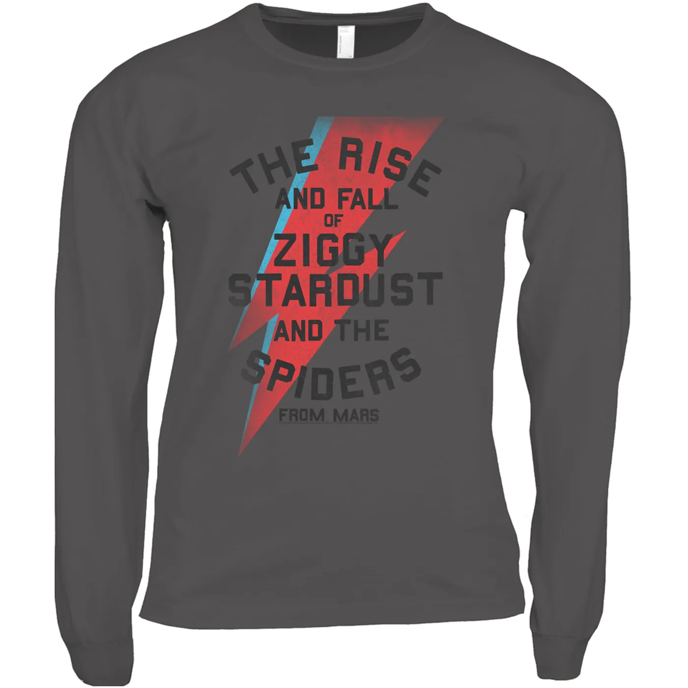 David Bowie Long Sleeve Shirt | The Rise And Fall Of Ziggy Stardust And The Spiders From Mars Lightning Bolt Distressed David Bowie Shirt (Merchbar Exclusive)