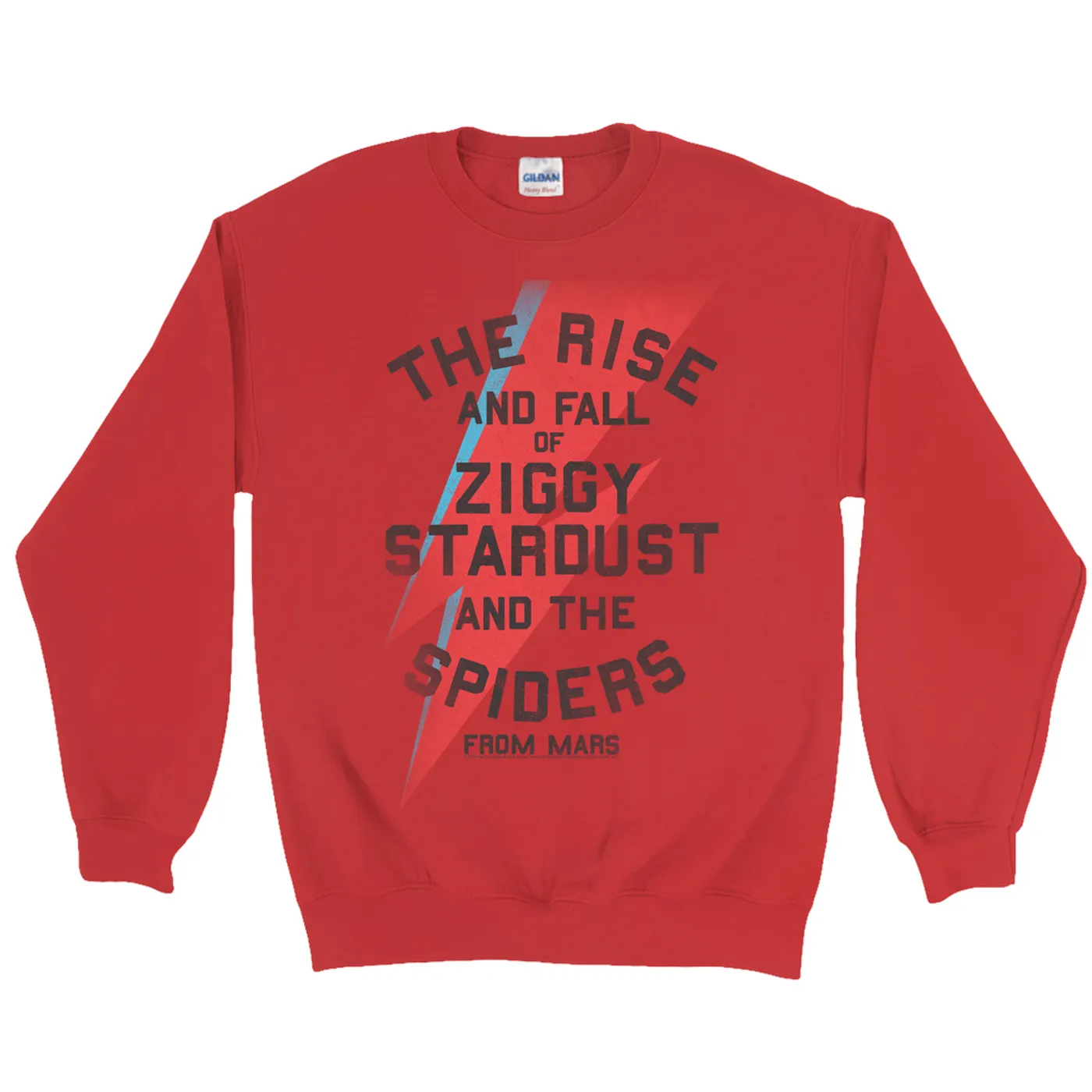 David Bowie Sweatshirt | The Rise And Fall Of Ziggy Stardust And The Spiders From Mars Lightning Bolt Distressed David Bowie Sweatshirt (Merchbar Exclusive)