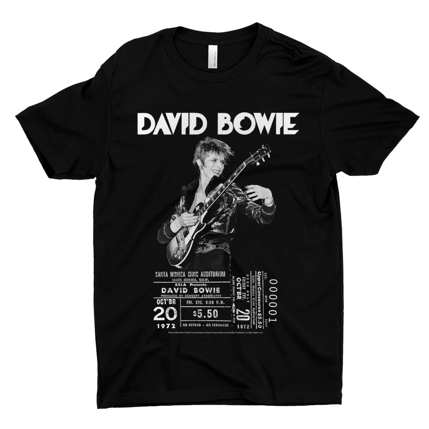 David Bowie T-Shirt | On Stage With Ticket At Santa Monica David Bowie Shirt