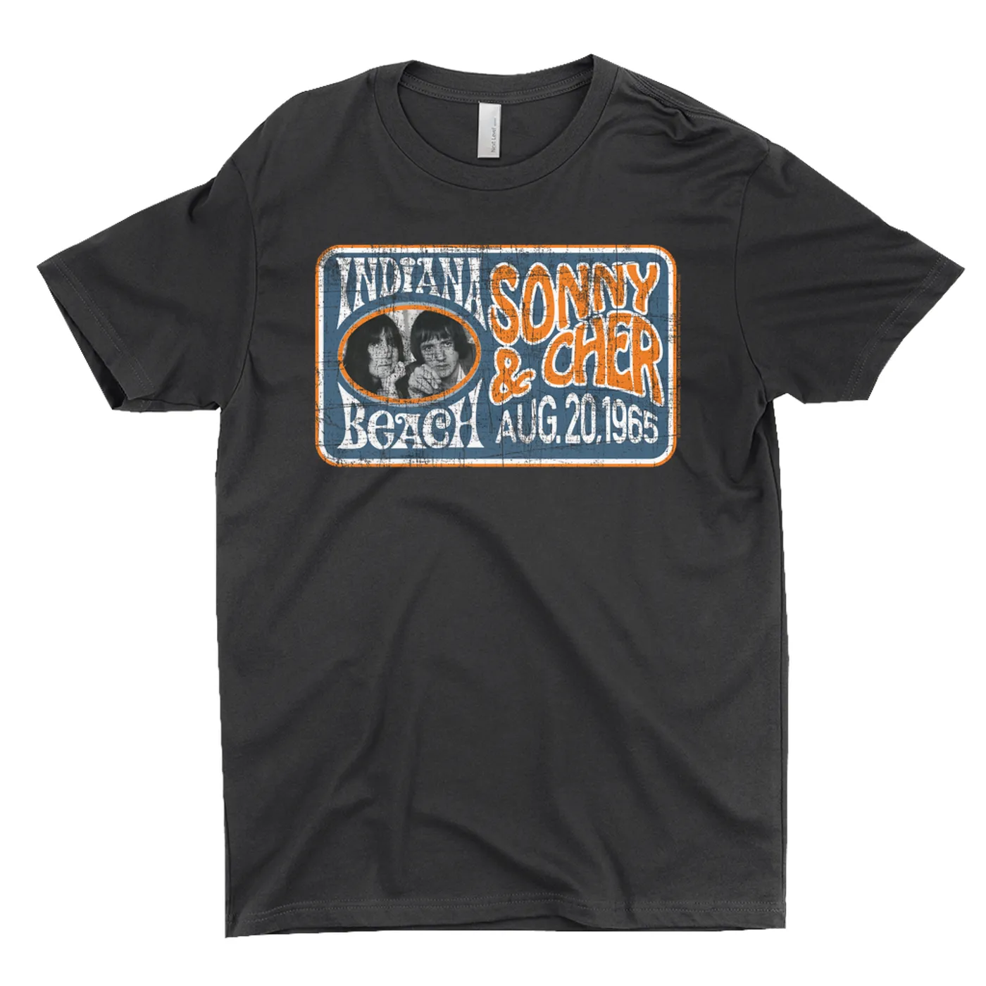 Sonny & Cher T-Shirt | Indiana Beach Horizontal Concert Banner Distressed Sonny And Cher Shirt