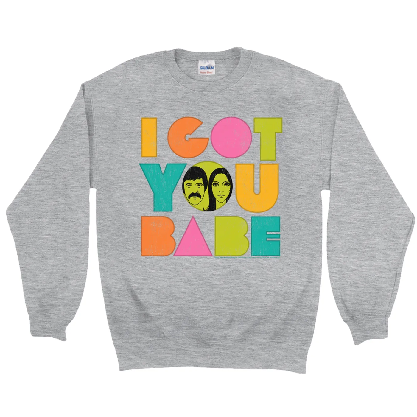 Sonny & Cher Sweatshirt | I Got You Babe Pastel Logo Distressed Sonny And Cher Sweatshirt (Merchbar Exclusive)