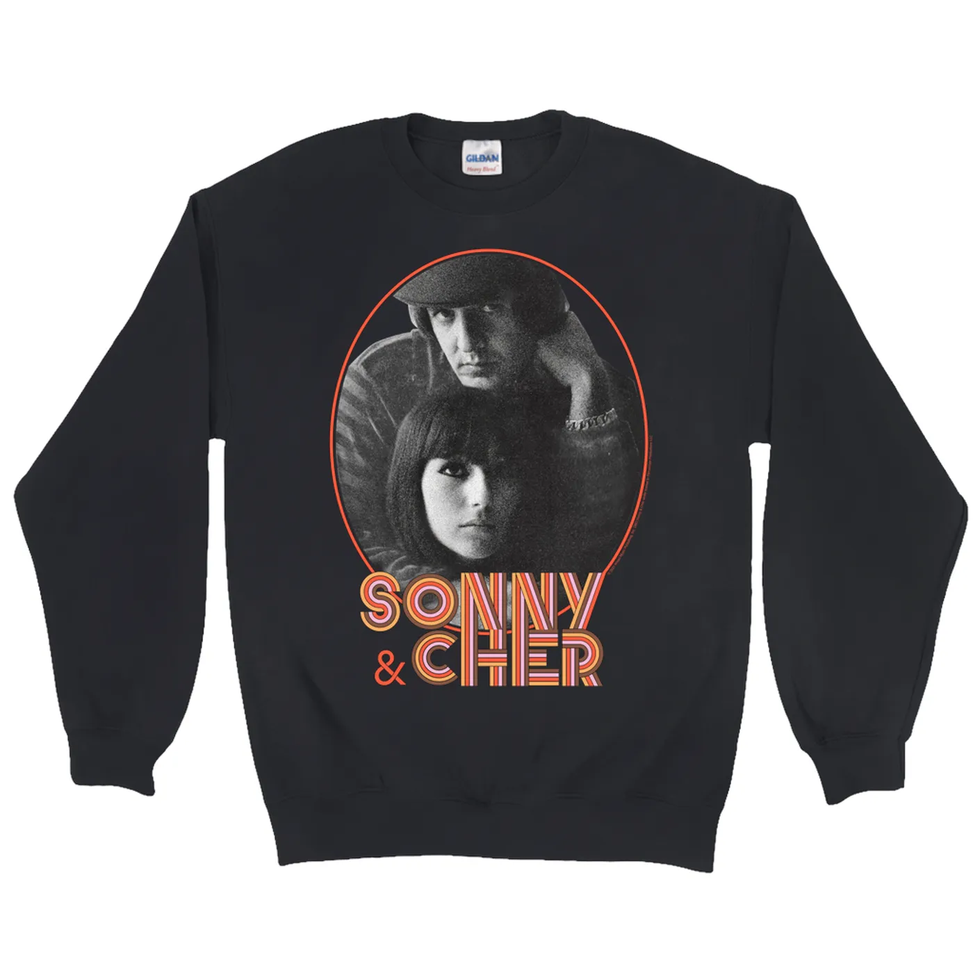 Sonny & Cher Sweatshirt | Caesar And Cleo Photo And Retro Frame Distressed Sonny And Cher Sweatshirt (Merchbar Exclusive)