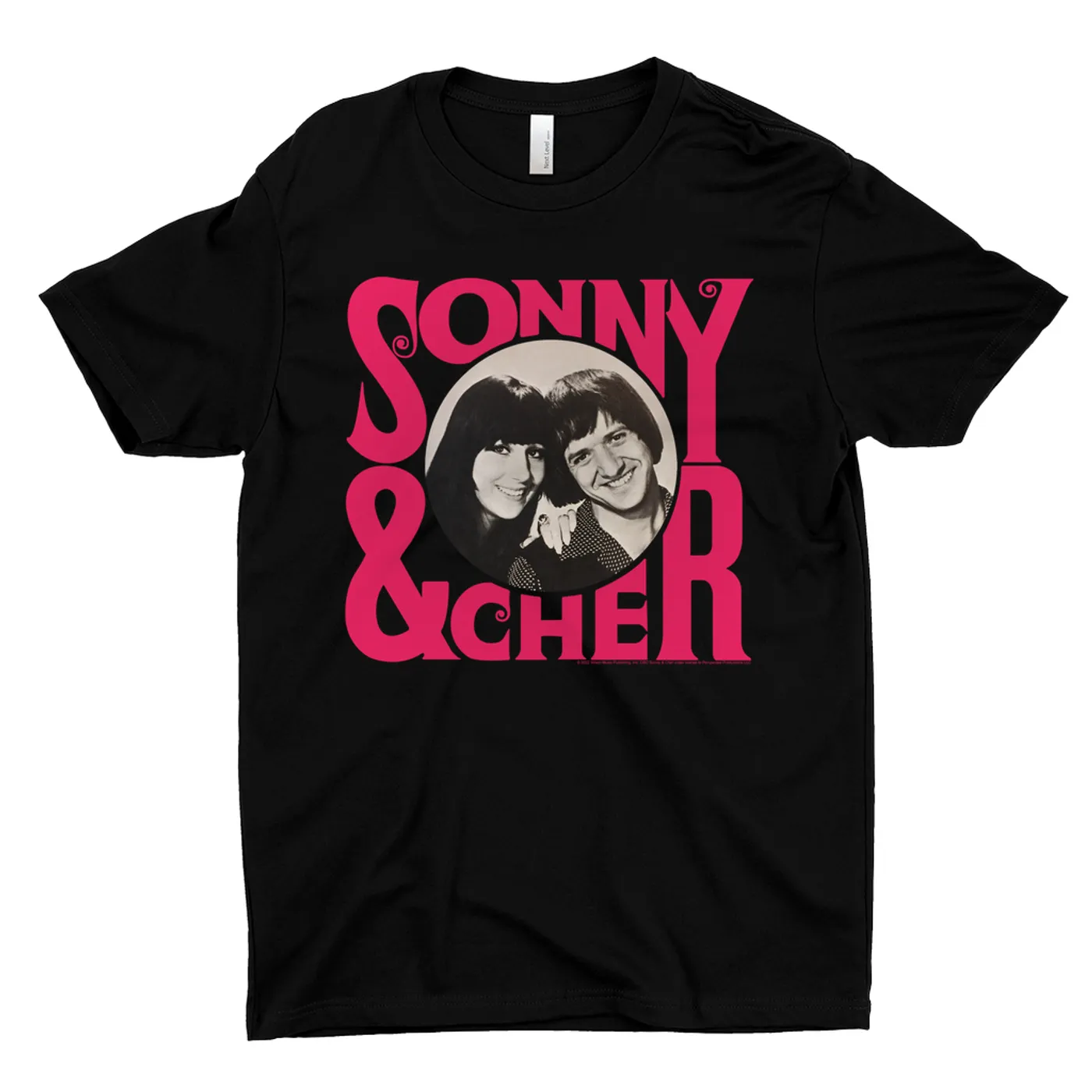 Sonny & Cher T-Shirt | Retro Pink Logo And Photo Sonny And Cher Shirt