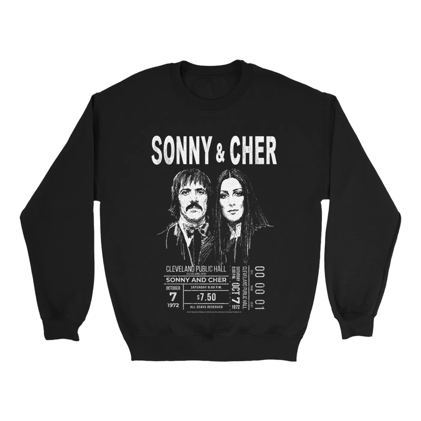 Sonny & Cher Sweatshirt | Cleaveland Hall Concert Ticket Stub Sonny And Cher Sweatshirt (Merchbar Exclusive)