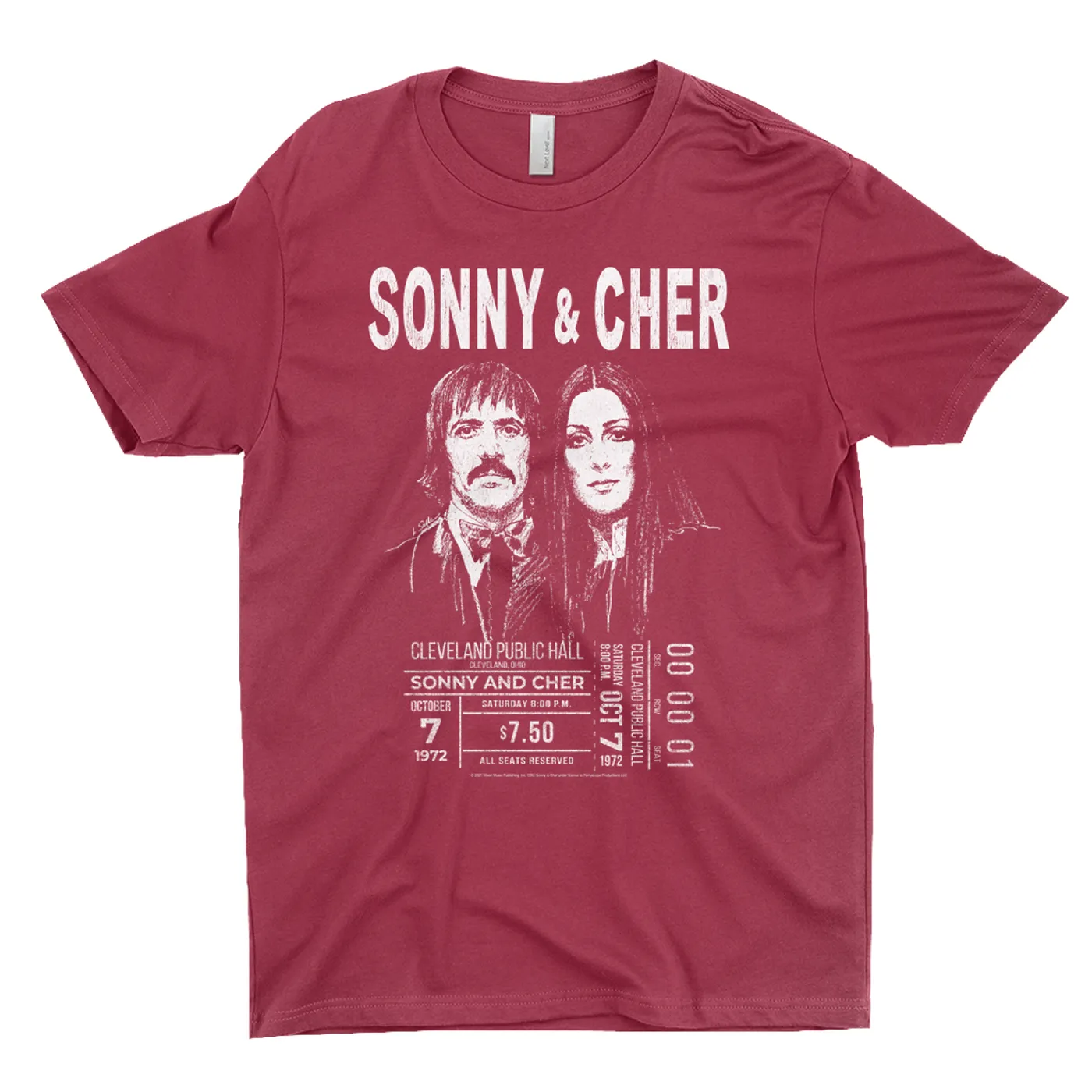 Sonny & Cher T-Shirt | Cleaveland Hall Concert Ticket Stub Sonny And Cher Shirt (Merchbar Exclusive)