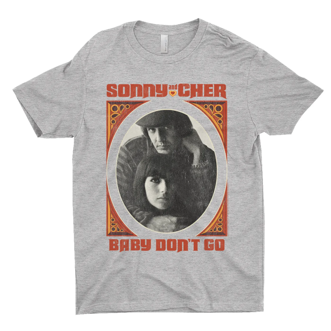 Sonny & Cher T-Shirt | Baby Don't Go Rust Frame Image Distressed Sonny And Cher Shirt (Merchbar Exclusive)