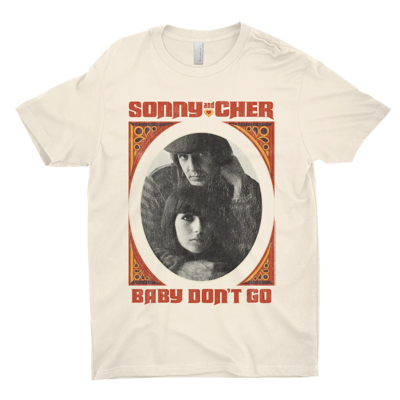 Sonny & Cher T-Shirt | Baby Don't Go Rust Frame Image Distressed Sonny And Cher Shirt (Merchbar Exclusive)