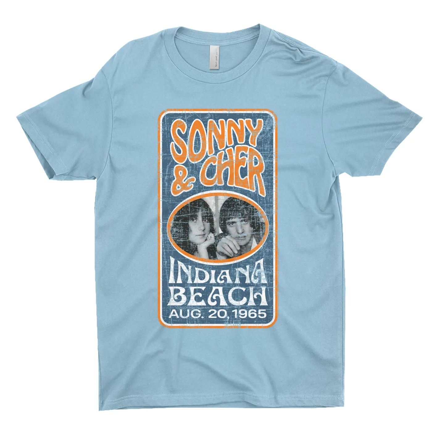 Sonny & Cher T-Shirt | Indiana Beach Vertical Concert Banner Distressed Sonny And Cher Shirt