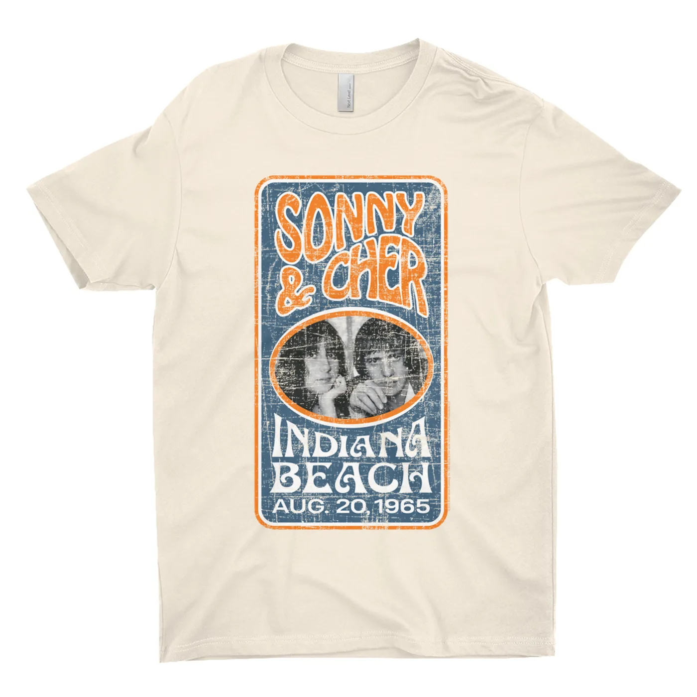 Sonny & Cher T-Shirt | Indiana Beach Vertical Concert Banner Distressed Sonny And Cher Shirt