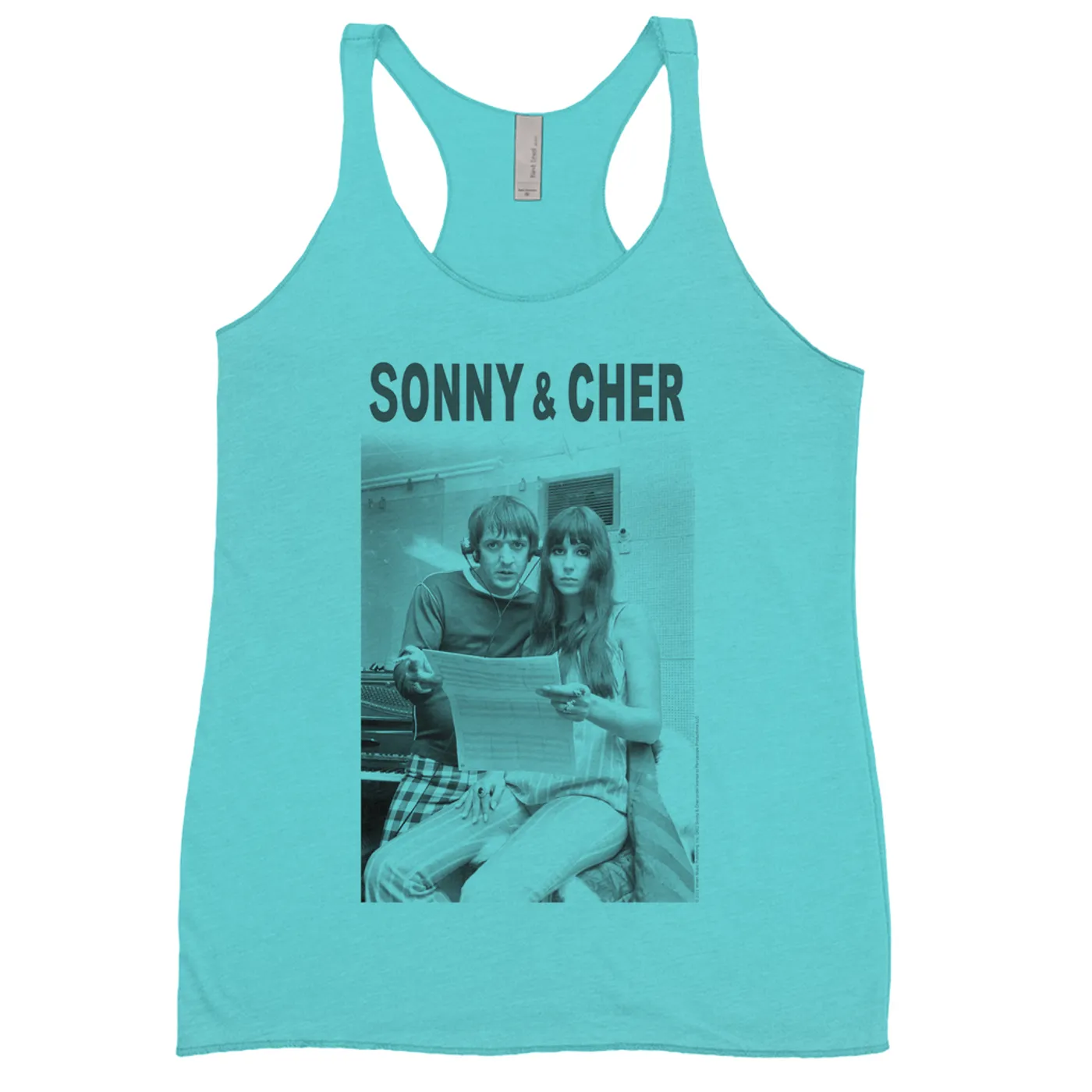 Sonny & Cher Ladies' Tank Top | 1966 Recording Studio Photo And Logo Sonny and Cher Shirt