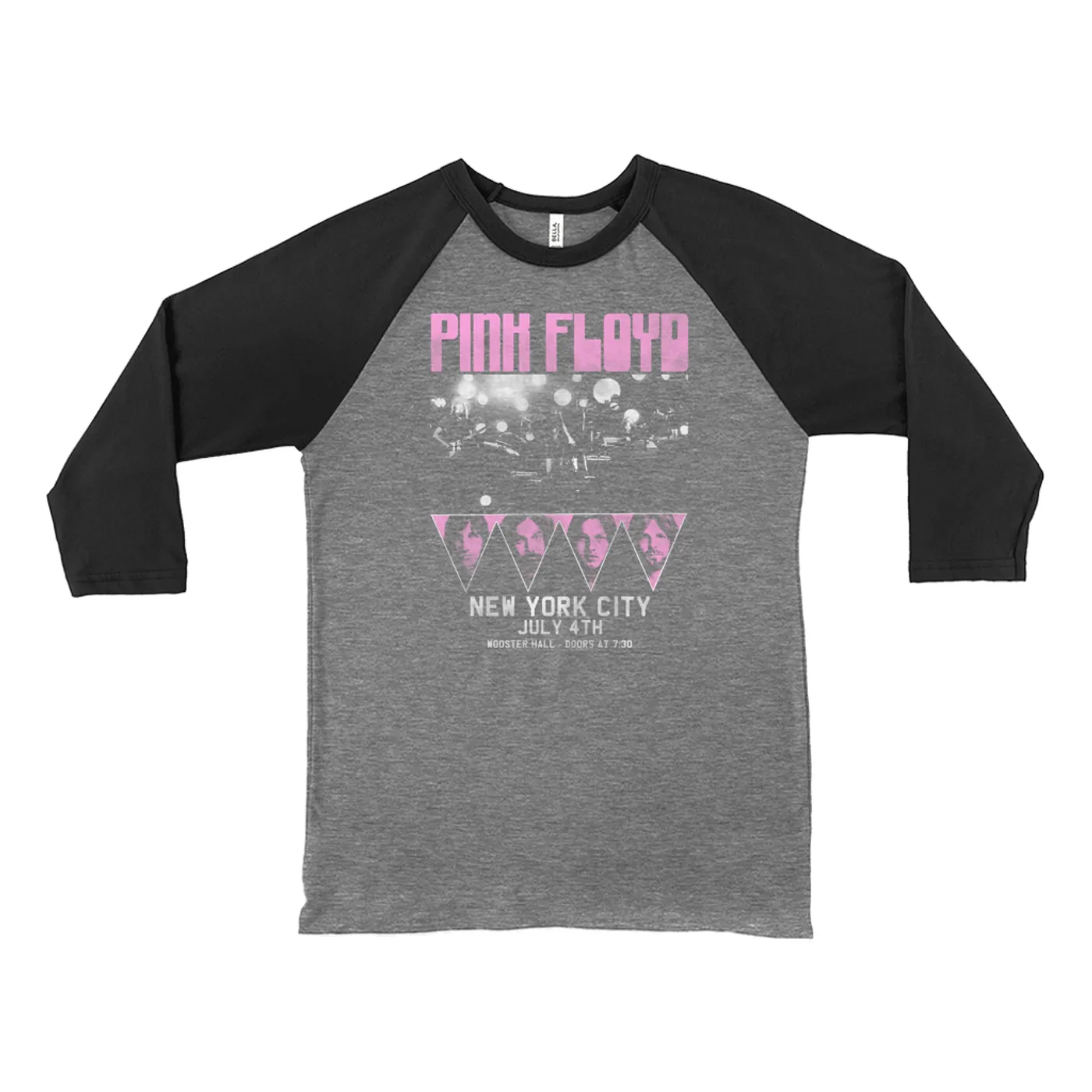 Pink Floyd 3/4 Sleeve Baseball Tee | New York City 4th Of July Concert Poster Pink Pink Floyd Shirt